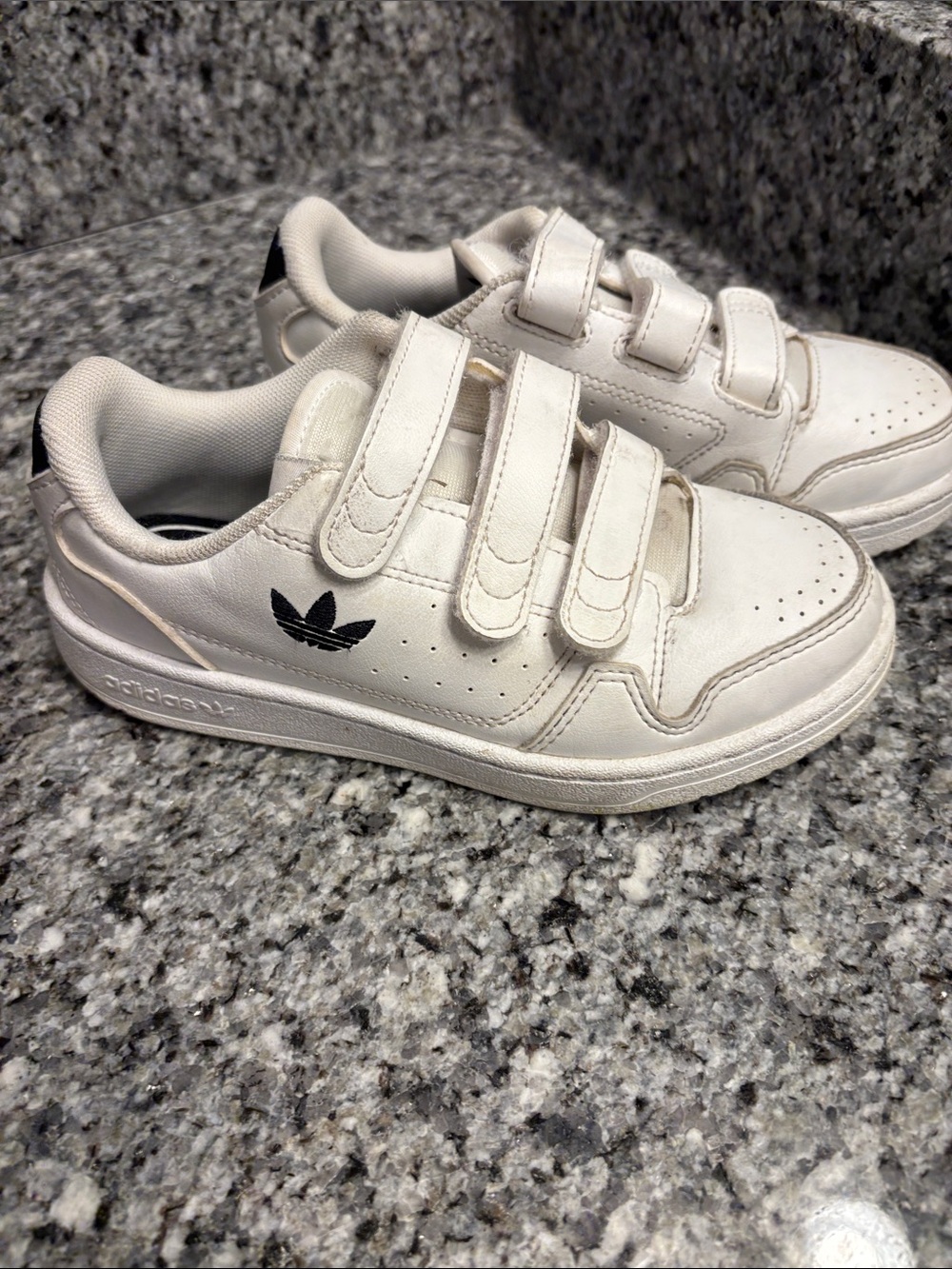 adidas Kids White Sneakers with Black Trefoil